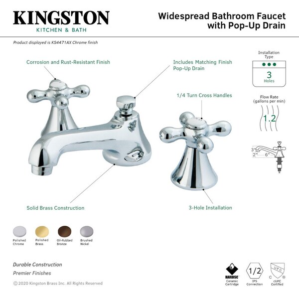 KS4472AX 8 Widespread Bathroom Faucet, Polished Brass